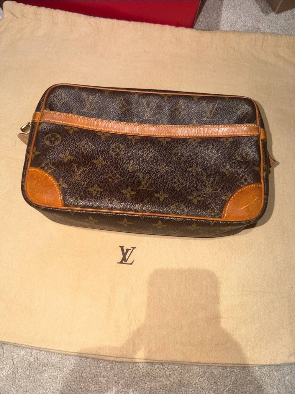 Louis Vuitton Monogram Canvas Toiletry Bag with Tan Trim